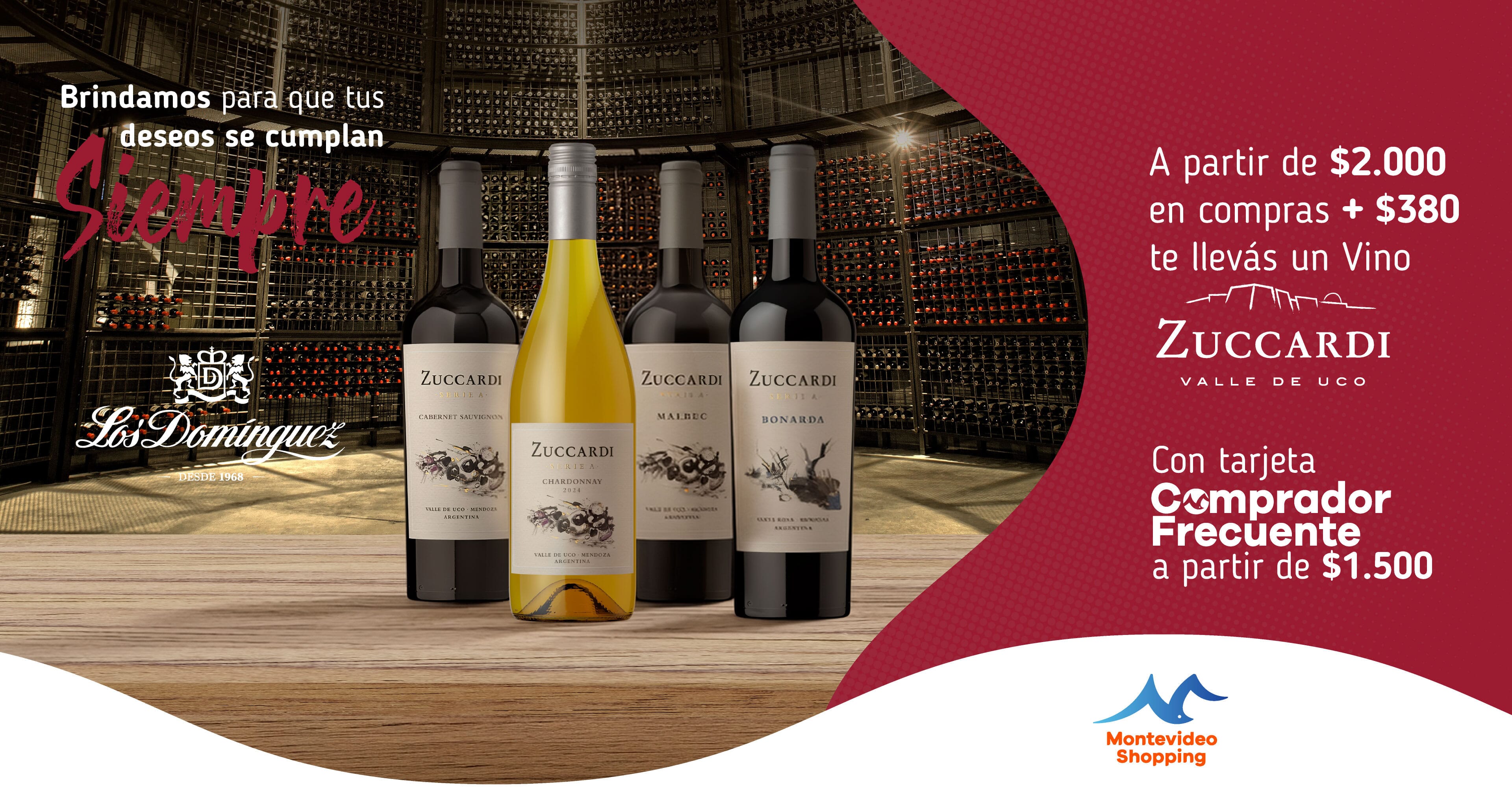 A partir de $2.000 en compras + $380 te llevas un vino Zuccardi.